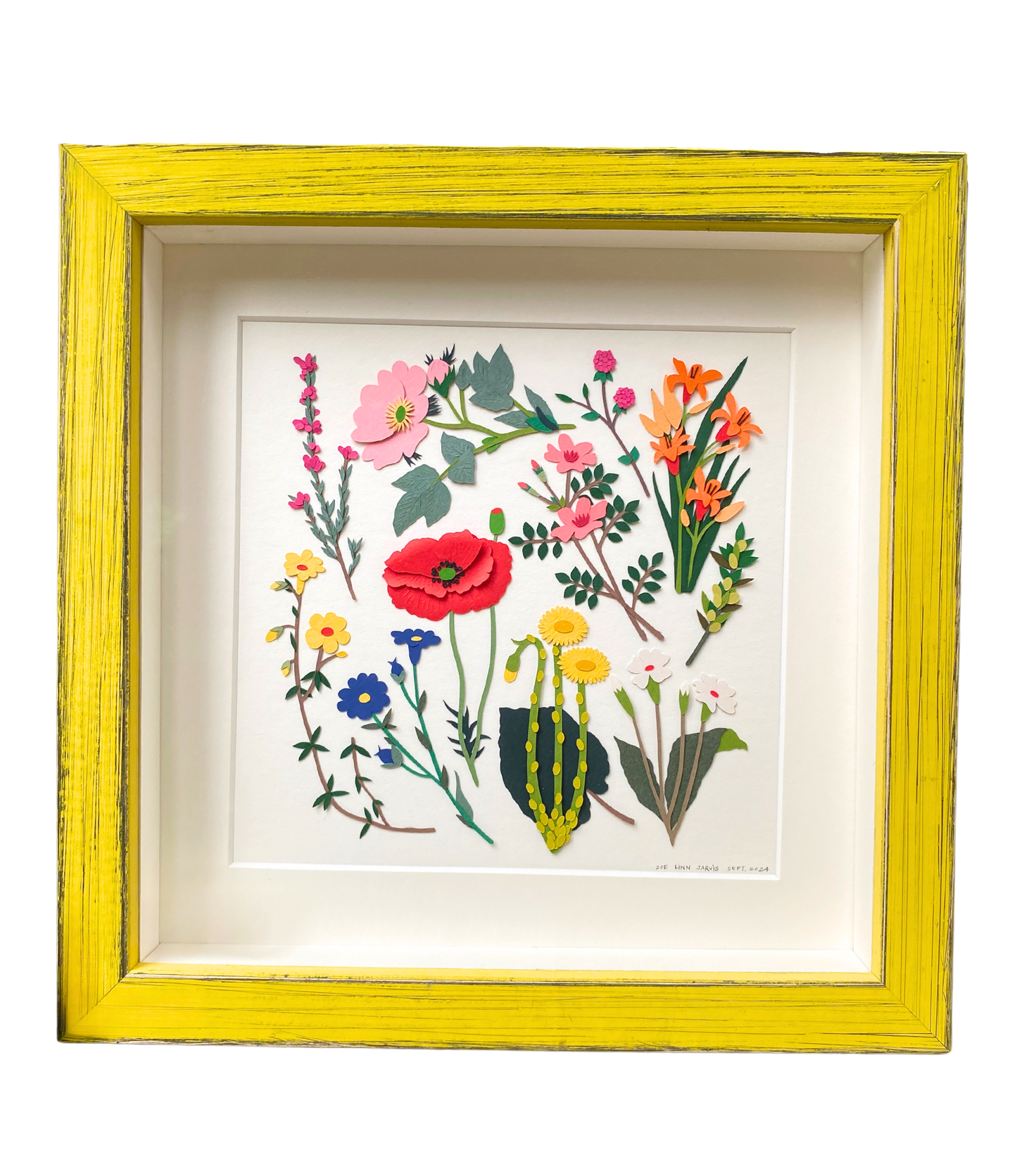 British Wildflowers in Yellow Frame