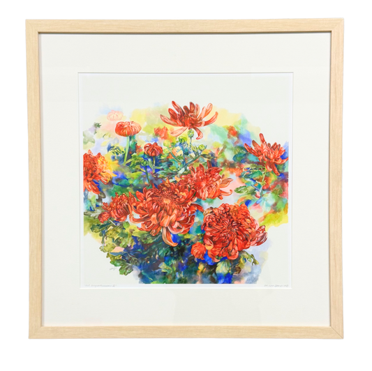 Red Chrysanthemums III - Framed