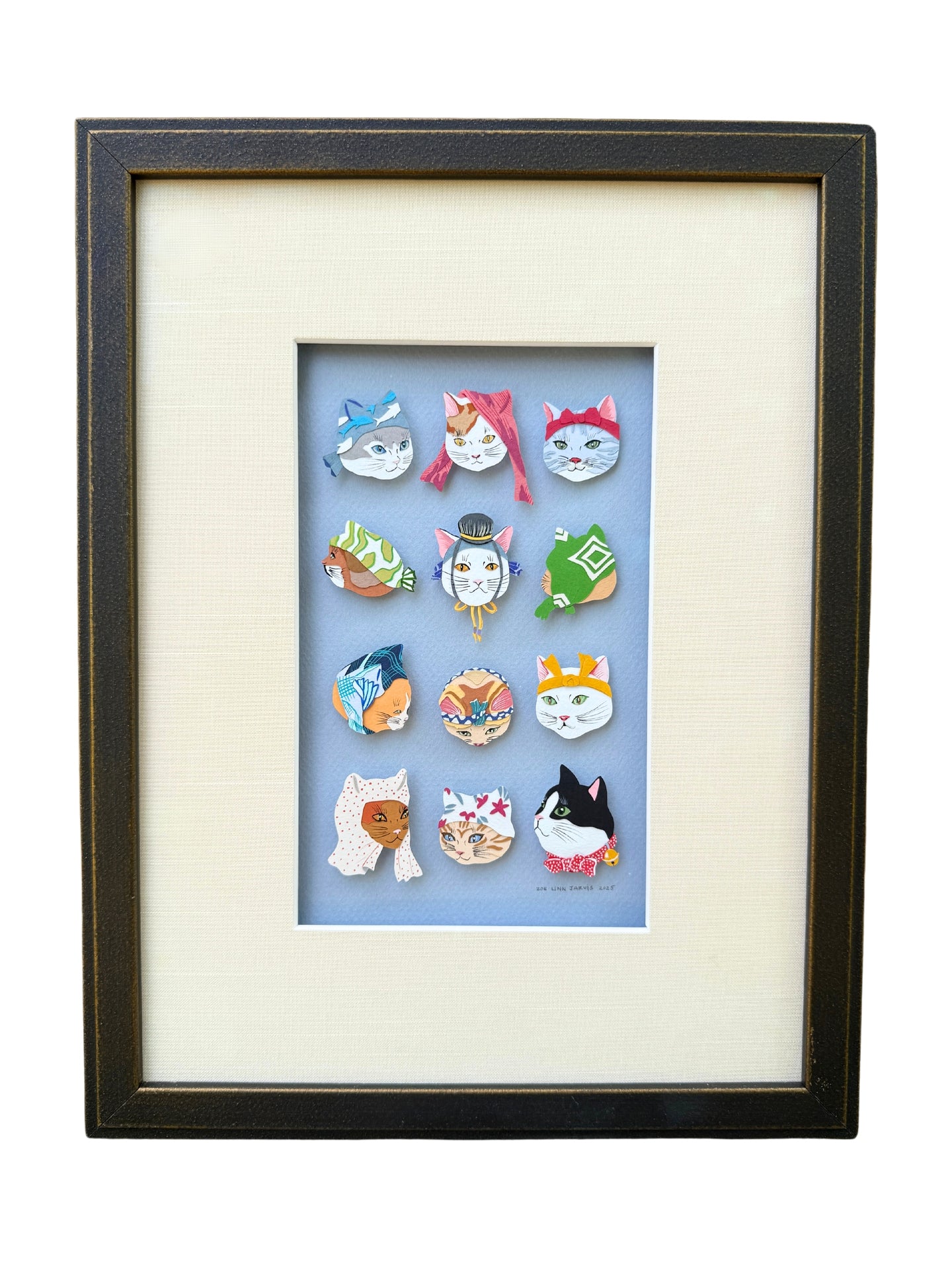 Twelve Cats in Scarves Print