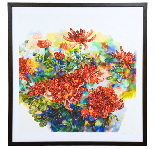 Red Chrysanthemums III - Framed