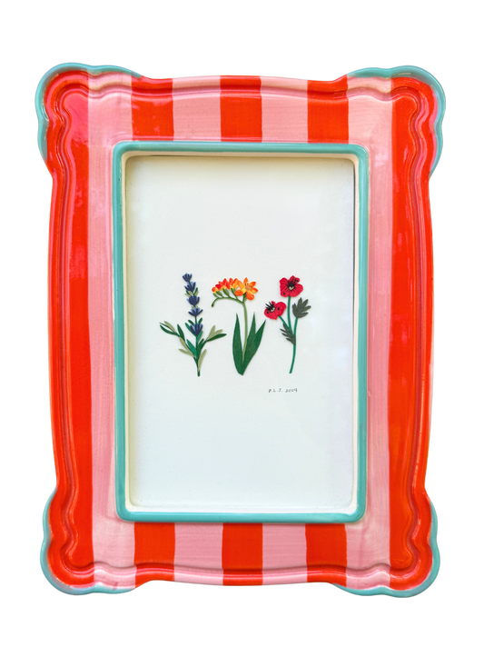 Floral Vignette - Red Striped Frame