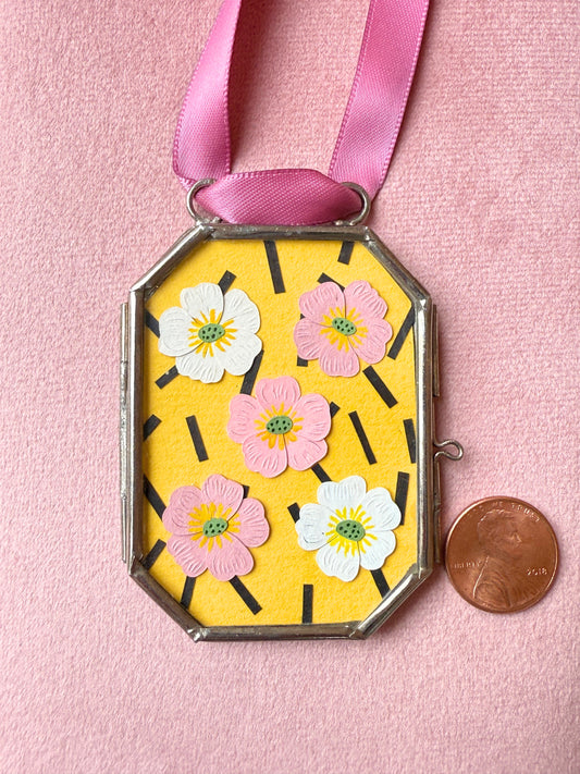Flowers on Yellow Ornament