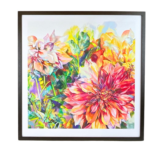 Three Dahlias - Framed