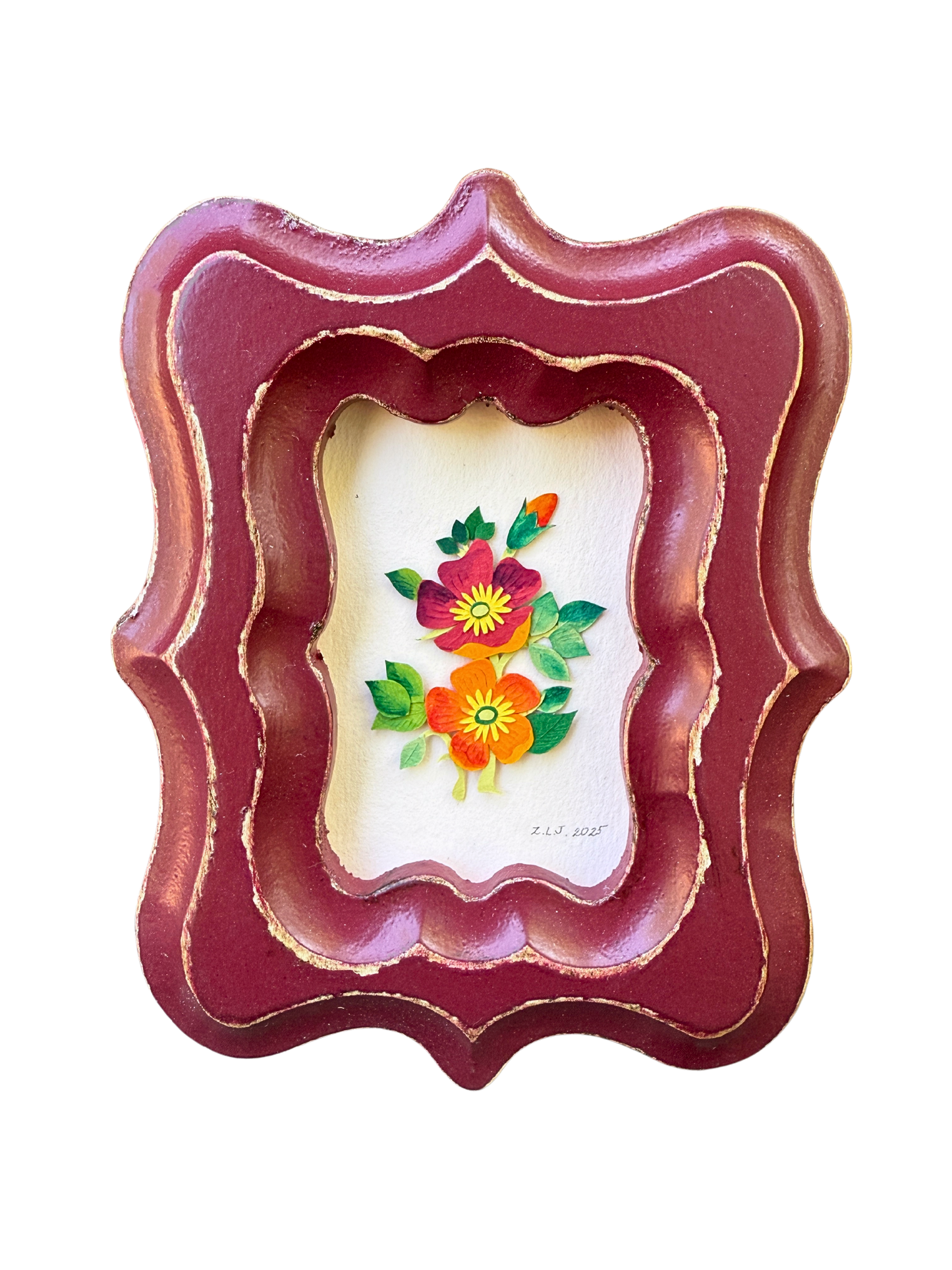 Two Wild Roses - Orange and Red
